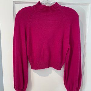 BCBGMAXAZRIA Pink Cropped Turtleneck Sweater